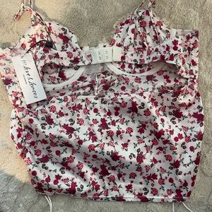 For Love & Lemons Silk Floral Top